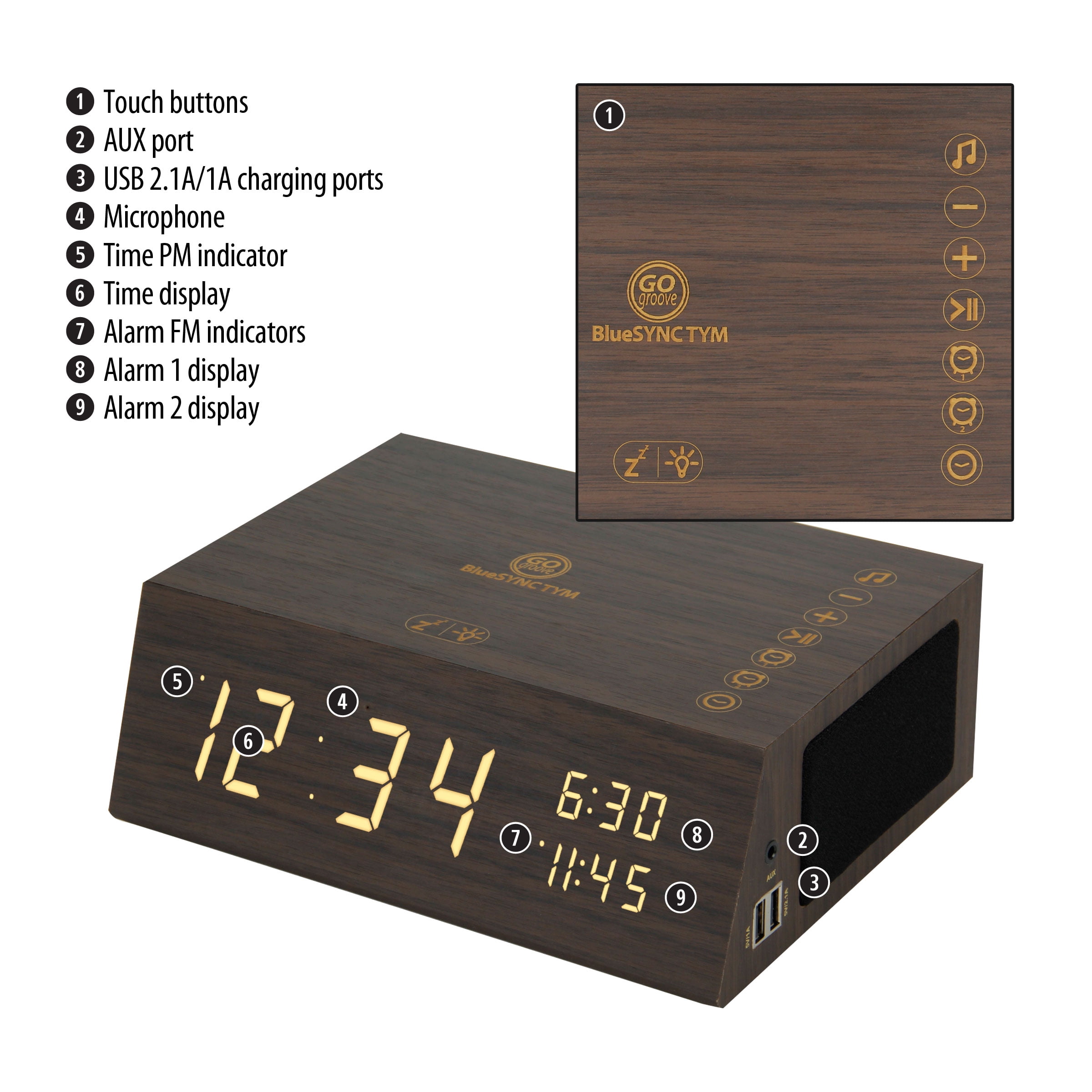 groove wireless speaker alarm clock