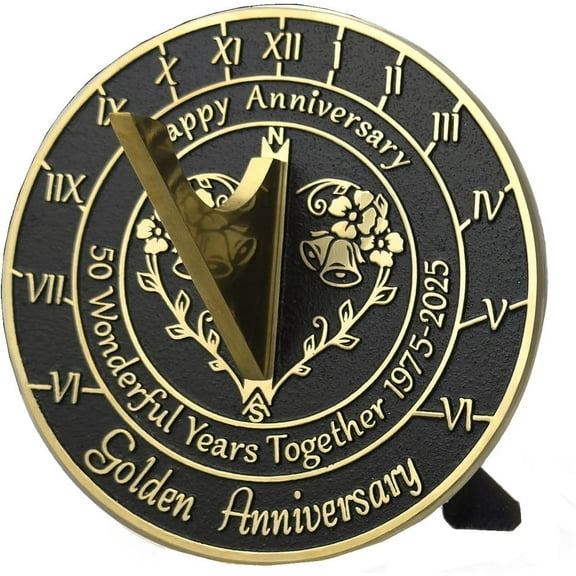 50th Golden Wedding Anniversary 2025 Sundial Gift 10"