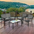 thumbnail image 3 of Gymax 4 PCS Patio Furniture Set Sofa Coffee Table Steel Frame Garden, 3 of 10