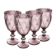 thumbnail image 1 of Copas de Vino Agua Vidrio Cristal Vintage 245 ml Vittori  Juego 4 copas Color Purpura, 1 of 5