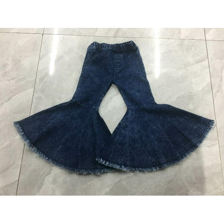 

Toddler Baby Girl Flared Jeans Blue Bell-bottom High-waist Denim Pants