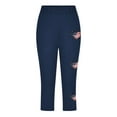thumbnail image 3 of Juslio Girls Pants Kids Girls Fashion Print Summer Leisure Yoga Leggings Sports Cropped（Navy Capris， 10 Years）, 3 of 8