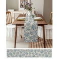 thumbnail image 3 of Blue Christmas Burlap-Cotton Table Runner 120 Inches Long,Xmas Snowflake Simple Retro Beige Farmhouse Table Runners,Outdoor Dining Tablecloths Decor for Baby Shower Party Wedding 13x120, 3 of 9