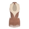 thumbnail image 4 of Sholeno Womens Sleeveless Tassel Fringe Latin Leotard Tango Chacha Bodysuit Figure Skating Dress Dusty Pink S, 4 of 5