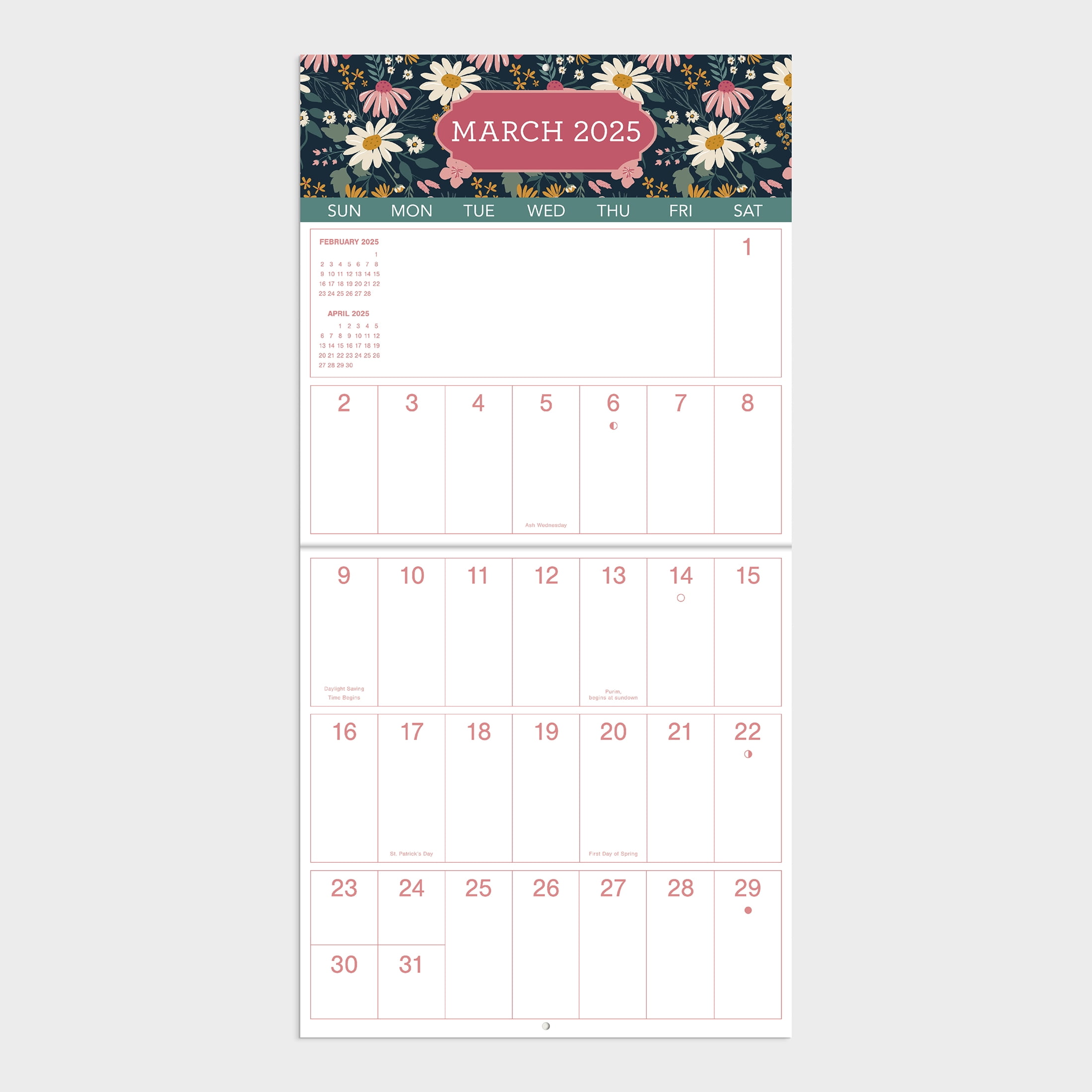 2025-12 Month Hanging Wall Calendar-Large Grid Floral-12x12 by Dayspring