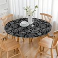 thumbnail image 3 of Elastic Band Round Tablecloth Bohemian Floral, Stretch Cover for 38-42 Inch Tables, Durable for Party Event Garden Use, 3 of 7