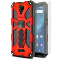 for Cricket Icon 2 Phone Case Magnet Mount Ready Slip Guard Grids Pattern Kickstand Hybrid Slim Shock Bumper Cover with Tempered Glass