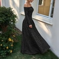 thumbnail image 4 of Dpjklzsn Women's Off The Shoulder Long Sleeve Maxi Dress Polka Dot Smocked Waist Flowy A Line Cocktail Dress, 4 of 6