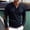 Navy, variant on Men Vertical Ribbed Henley Long Sleeve Top V‑Neck Placket Elbow Patch Color Block Casual Pullover Shirts