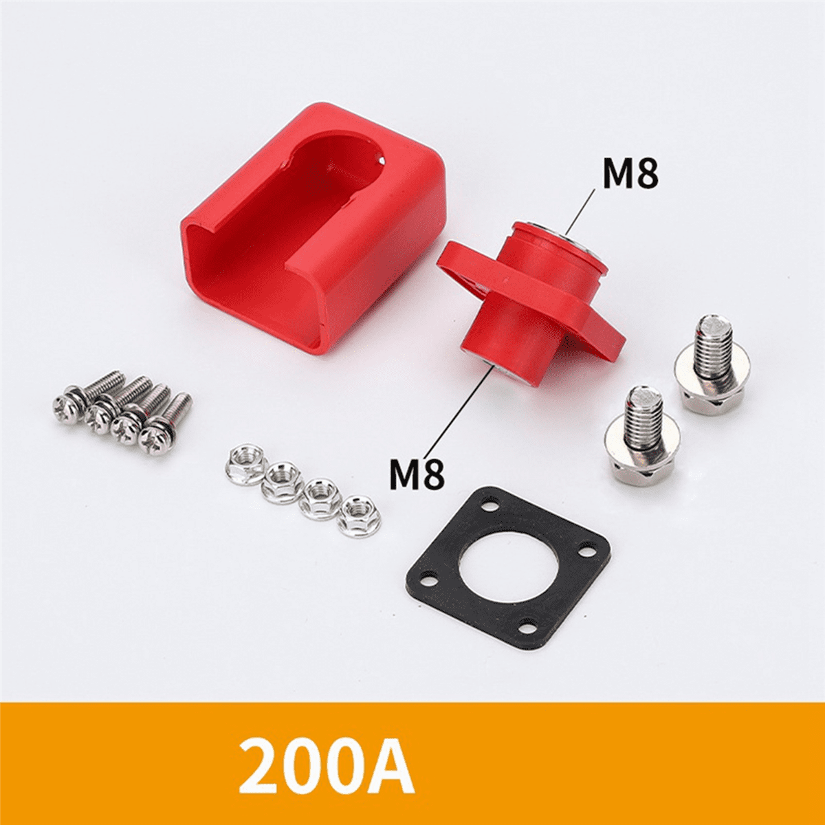 10pcs 200A Energy Storage Lithium Battery Terminal High Current Lithium Battery Copper Terminal Connector,10 x Lithium Battery Terminal block With accessories,Black&Red