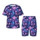 thumbnail image 1 of Balery Blue Skull Rose Conjunto de Pijama Infantil de Manga Corta con Estampado – Ropa de Dormir de Algodón Suave-Medium, 1 of 6