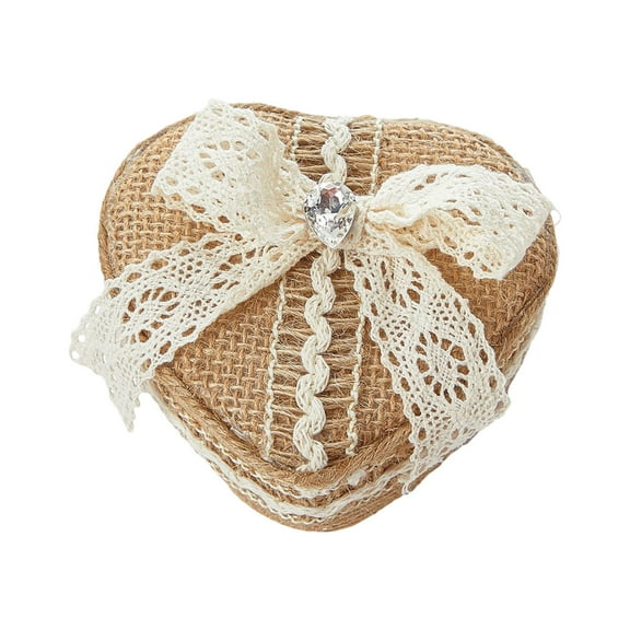 Milageto Lace Bow Wedding Ring Box Decor Jewelry Box for Anniversary Wedding Proposal