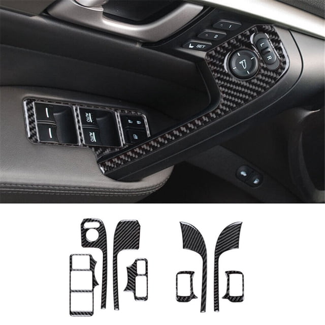 Real Bright Soft Car Interior Carbon Fiber Sticker Decoration8Pcs Carbon Fiber Interior Door Control Cover Sticker For Acura TL 2009-14Auto Car Protection Interior Accessories