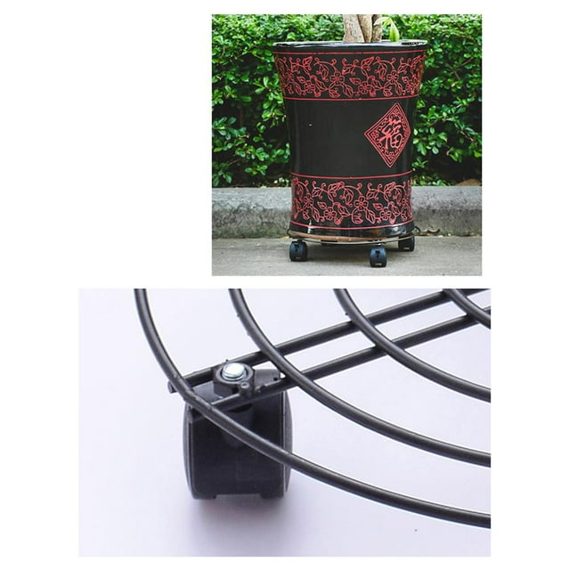 mmirethe Support de Plante en Pot en Fer Robuste avec Roues Support de Pot de Fleurs Rond pour Intérieur Extérieur
