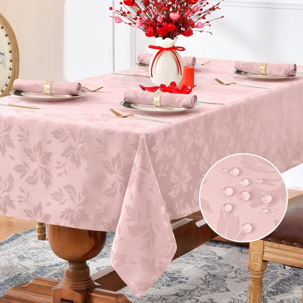 Nappe Rectangulaire Imperméable Romanstile AONELAS - Jacquard Rose Damassé - 152x213 Cm - Polyester