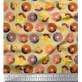 thumbnail image 1 of Soimoi Moss Georgette Fabric Donuts Food Print Fabric by The Yard 42 Inch Wide, 1 of 3