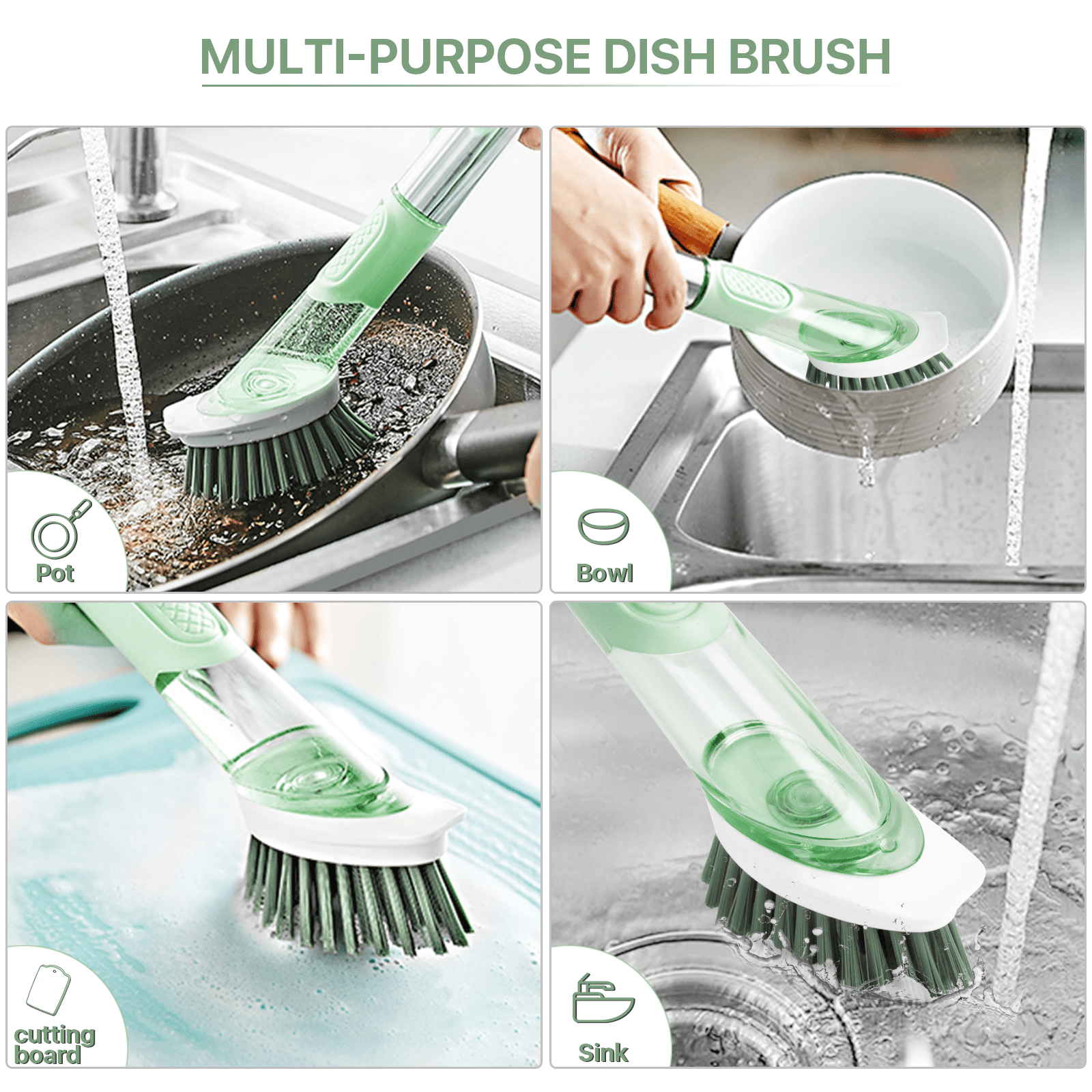 1Pc Dish Cleaning Brush, Soap Dispensing Dish Brush Set Kitchen Washing  Scrubber, For Dishes Pots Pans Sink Cleaning Nylon Brush