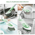 thumbnail image 3 of BCOOSS Dish Brush with Soap Dispenser Set Kitchen Scrub Brush with 3 Replacement Heads and Holder for Cleaning Pot Pan Sink (Green), 3 of 7