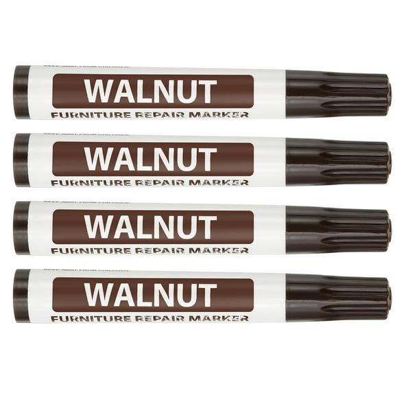 4Pcs Furniture Markers Touch Up, Furniture Repair Kit Wood Markers for Scratches Wood Floor Holes Tables, Walnut Wood