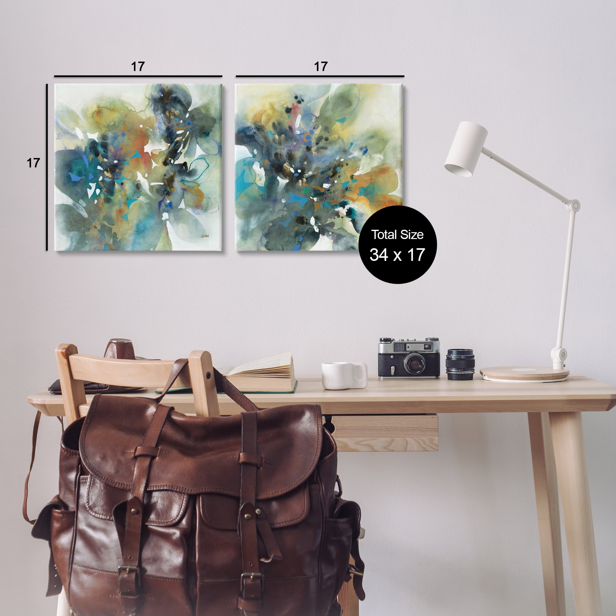 Stupell Industries Layered Faded Abstracts Abstract Painting Wrapped Canvas Art Print Wall Art, 17 x 17, Set of 2