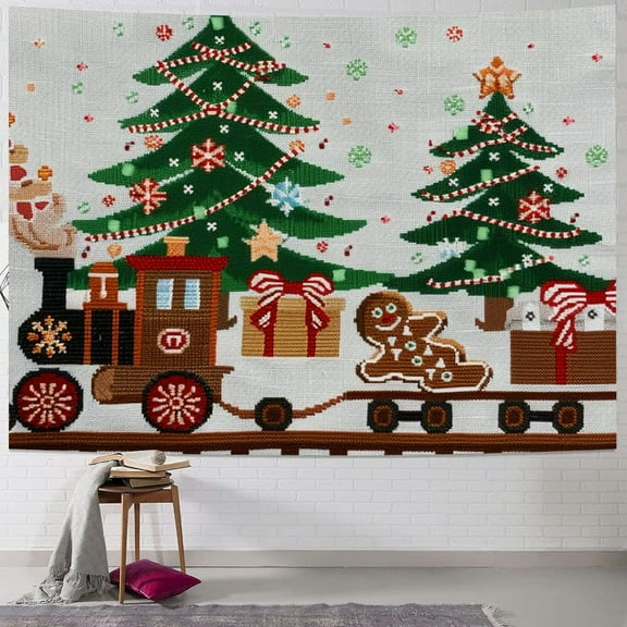 BCIIG Gingerbread Man Christmas Tree Tapestry Wall Hanging Unique Style for Home Decor - Graphic Tapestries for Living Room, Bedroom, Apartment, Farmhouse, Dorm - 4 Sizes Available 40x30inch