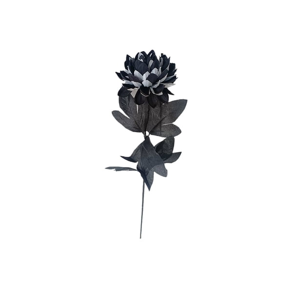 Artificial Dahlia Flowers, 15 inch Gothic Dead Flowers with Long Stems, Silk Flowers for Wedding Decoration, Spooky Centerpieces, Black and White