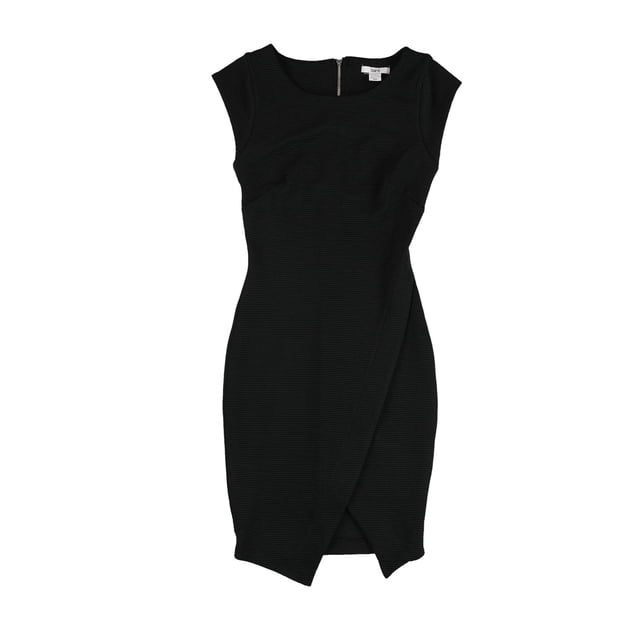 bar III Robe Fourreau Enveloppe Côtelée pour Femmes, Noir, Grand