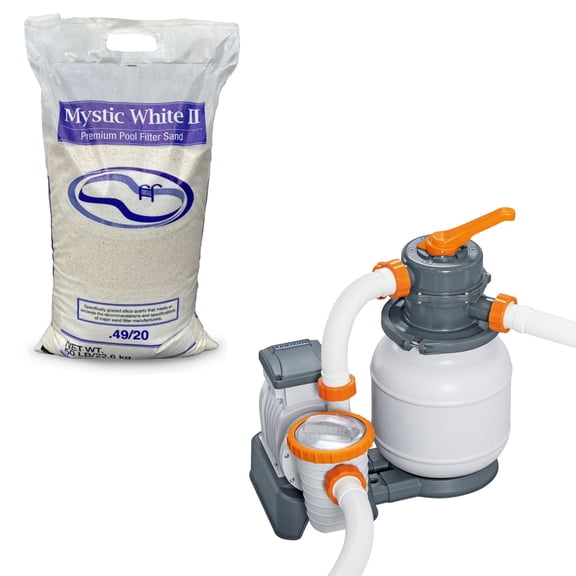 US Silica Mystic White II Pool Filter Sand w/Flowclear Sand Filter Pump