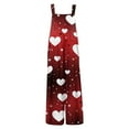 thumbnail image 3 of Fgvctg Valentine's Day Womens Jumpsuit Wide Leg Pant Cute Love Heart Graphic Overall Sleeveless Rompers Spaghetti Straps Jumpsuits Oversized Bib Overalls Sprimg Clothing With Pockets Wine 2XL, 3 of 7