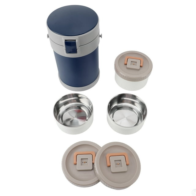 Tarro Aislado Para Alimentos, 2 Litros Y 3 Niveles Acero Inoxidable 304 Recipientes Para Comida Caliente, Microondas Boca Ancha Contenedor De Alimentos Aislado Con Correa Para El