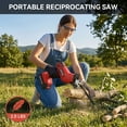 thumbnail image 5 of HOTREE Cordless Reciprocating Saw, Variable Speed, 2 x 2.0Ah Batteries, Blades Kit for Wood, Metal, PVC Cutting, Red, 5 of 8