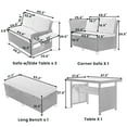 thumbnail image 3 of 5-Piece Outdoor Patio Rattan Sofa Set, Sectional PE Wicker L-Shaped Garden Furniture Set with 2 Extendable Side Tables, Dining Table and Washable Covers for Backyard, Poolside, Indoor (White), 3 of 11