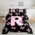 thumbnail image 2 of Feelyou Kawaii Monogrammed R Bedding Comforter Set for Teen, Black Pink Bow-tie Twin Comforter Sets, Cartoon Princess Bow Reversible Bedding Set, Microfiber Bedroom Decor, 2 Pieces, 2 of 8