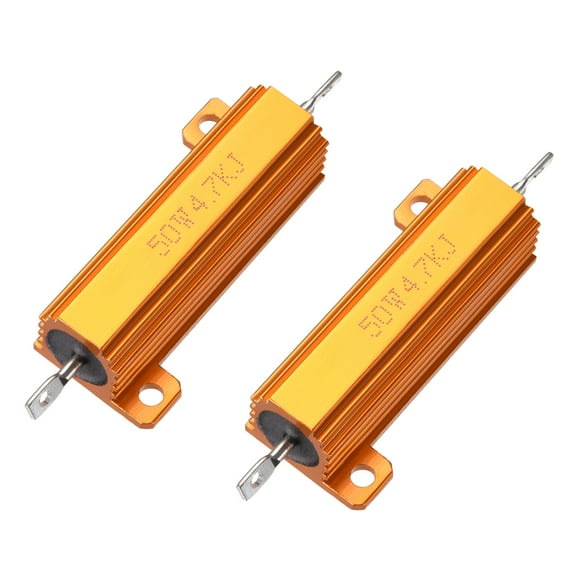 50W 4.7k Ohm Aluminium Housing Chassis Mount Wirewound Power Resistor Glod 2pcs
