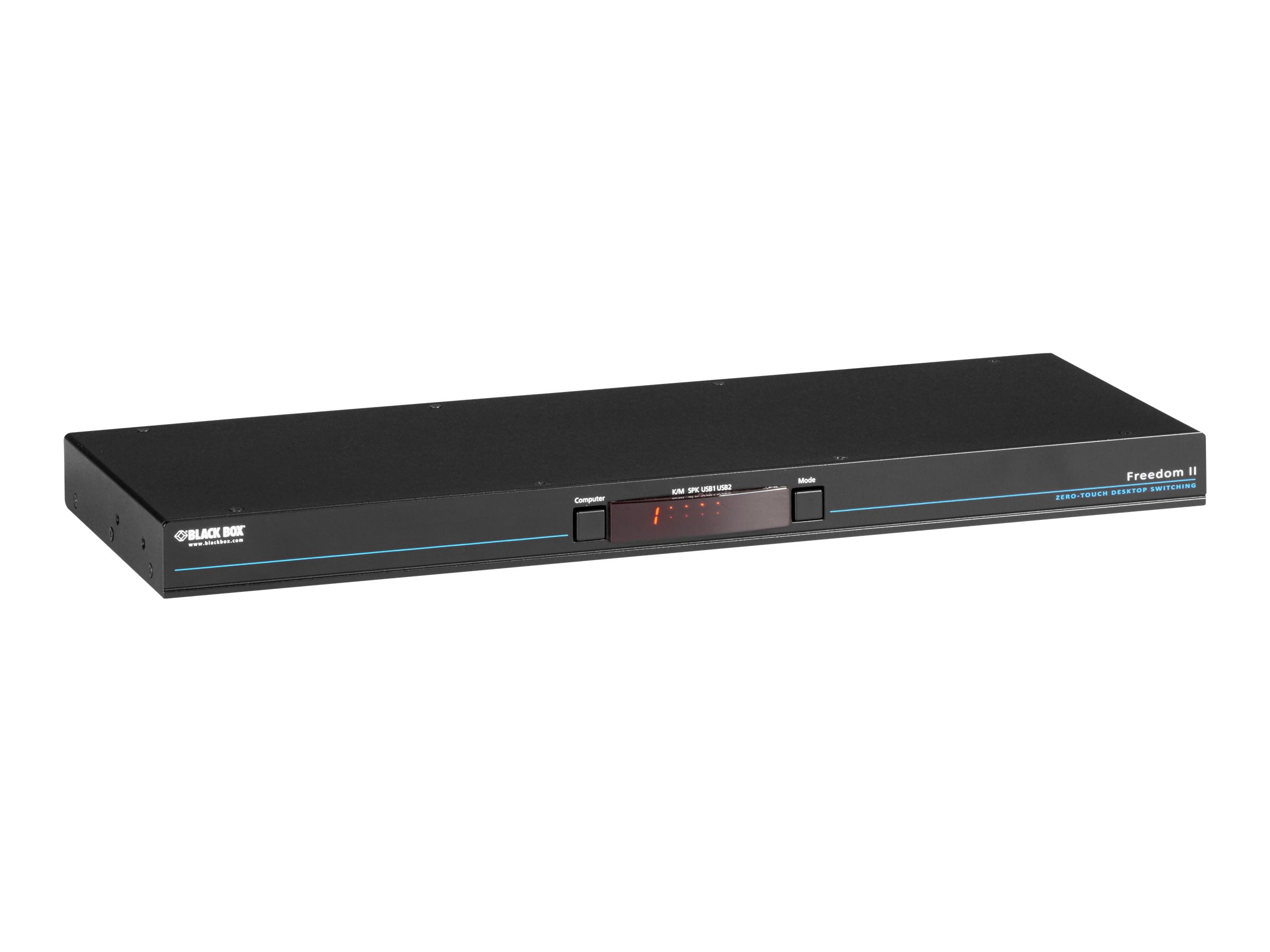 Black Box Freedom II KM Switch - 8-Port - 8 Computer(s) - 1 Local User(s) - 2 x Network (RJ-45) - 2 x PS/2 Port - 13 x USB - TAA Compliant