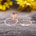 thumbnail image 4 of Milgrain 1.75 Carat Wedding Ring Set Big Cushion Cut Morganite Engagement Ring Natural Morganite Art Deco Matching Wedding Band On 14K Rose Gold Surprisingly Ring, 4 of 5