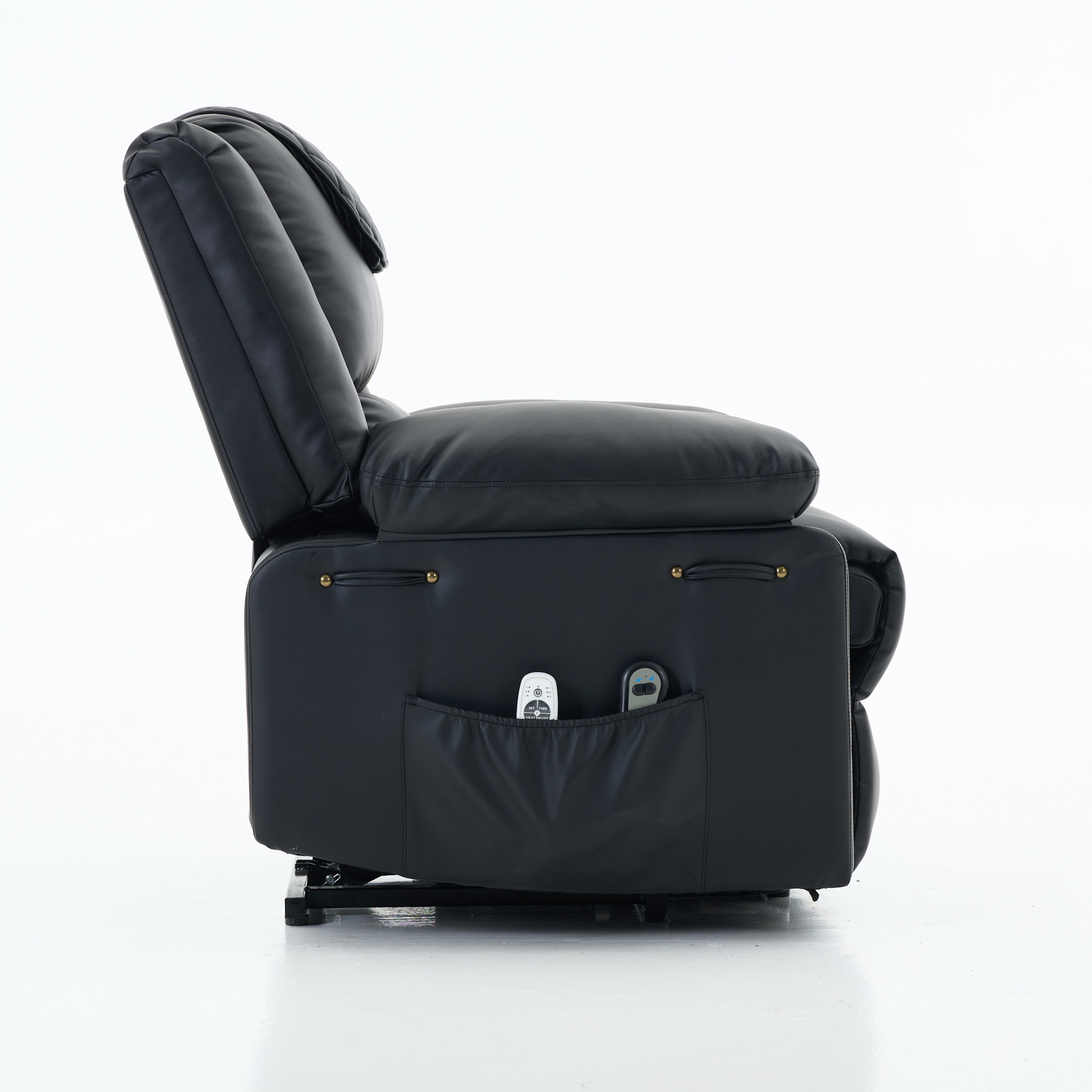 Noble House PU Leather Recliner with Heat & Massage, Remote-Control Assist Chair for Seniors, Black