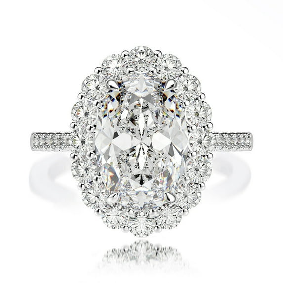 Zircon Engagement Rings for Women 5.6ct Oval Cut 8*12mm Zircon Eternity Women Wedding Bands S925 Sterling Silver Rings for Women Stylish Hypoallergenic Personalized Promise Rings