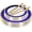 Blue & Gold Rim, variant on 125-Piece White and Blue Fancy Plastic Plates Disposable with Silverware, Elegant Dinnerware for Weddings, Holiday Party China, Set of 25 Dinner + Salad Plates, 25 Spoons, 25 Forks, 25 Knives