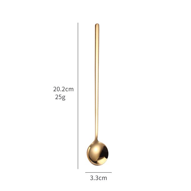 3 cucharas de café de 8 pulgadas, cucharas agitadoras, cucharas de té de mango largo, cucharaditas doradas, cucharas de té helado, cucharas de espresso doradas de acero inoxidable