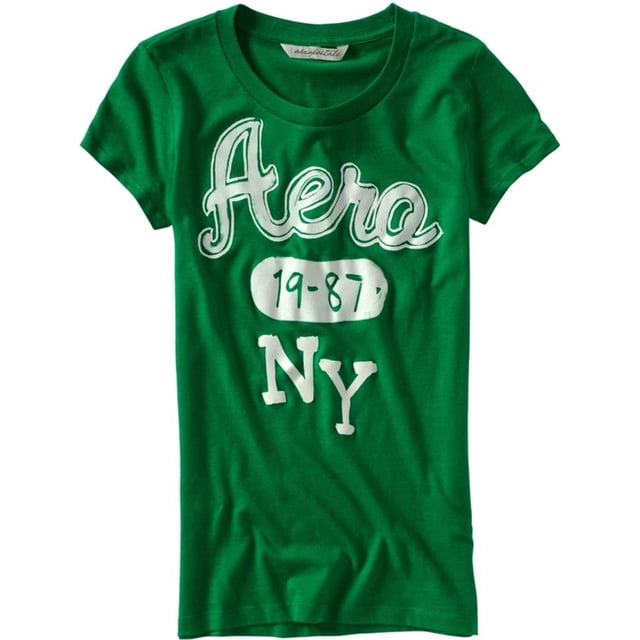 Aeropostale Aero 1987 Ny Painted Look Camiseta gráfica para mujer, verde, XS