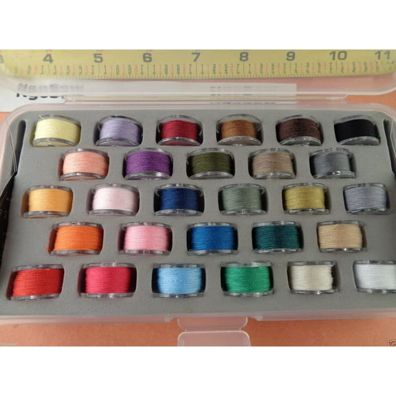 28 COLOR THREAD BOBBIN BOX HUSQVARNA VIKING EMERALD 116,118,183,203 141000526