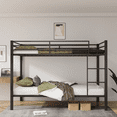 thumbnail image 2 of Sesslife Twin Over Twin Metal Bunk Bed Frame, Low Profile Bunk Bed with Ladder & Guardrails, Space-Saving Bed with Metal Slats, No Box Spring Needed, Black, 2 of 7