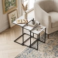 thumbnail image 2 of HomGarden Set of 3 Industrial Nesting Sofa Side Table Indoor MDF C-shaped Stacking End Table Rustic Brown, White Marble Pattern, 2 of 13