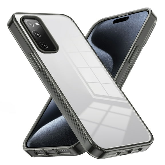 Compatiable with Samsung Galaxy S20 FE Case Clear, Transparent Crystal Shockproof Phone Case, Slim Anti-Scratch Hard PC   Soft TPU Back Protective Cover Bumper Non-Slip Design, Black