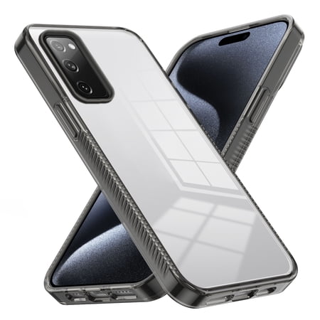 ChicShell Crystal Clear Case for Samsung Galaxy S20 FE, Military Grade Drop Protection, Non-Slip Soft TPU Bumper, Transparent Hard PC Back Panel Anti-Scratch Protective Phone Case, Black