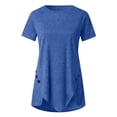 thumbnail image 2 of CHGBMOK Womens Summer Tops Plus Size Round Neck Short Sleeve T-Shirt Irregular Hem Side Buttons Tunic Blouse, 2 of 5