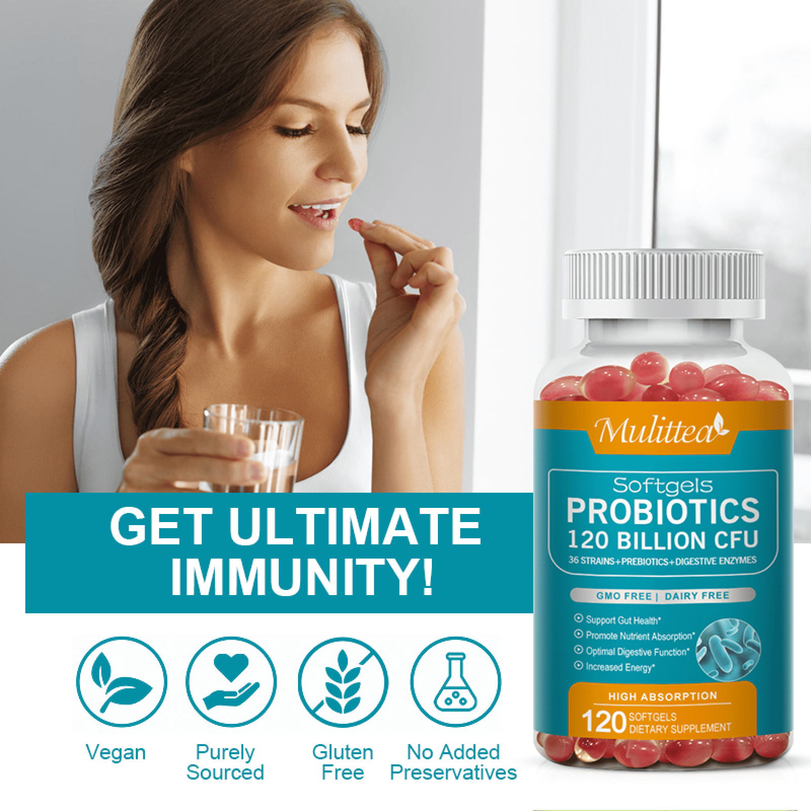 (3 Pack)Probiotic 120 Billion CFU for Women & Men - Immune, Digestive & Gut Health -120 Capsule