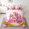 thumbnail image 2 of Homewish Pink Castle Bedding Comforter Set 7pcs for Teens Adults Female,Dreamy Princess Queen Bedding Sets Super Cozy,Spring Garden Flowers Queen Sheet Sets,Super Cozy Room Decor,Reversible, 2 of 8