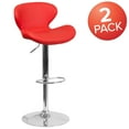 thumbnail image 3 of Flash Furniture 2 Pack Contemporary Red Vinyl Adjustable Height Barstool with Curved Back and Chrome Base, 3 of 8